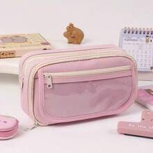 Large Capacity Transparent Pencil Case - Multifunctional Oxford Cloth Stationery Storage Bag With Zipper, Portable Cosmetic Storage Bag, Suitable For Office And School Supplies, Pencil Case, Back To School Season - Pencil Case - View 16