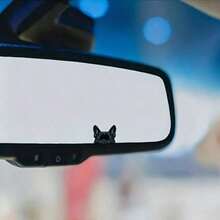 Bulldog Peeking Sticker - Hidden Button Activated Pop-Up PVC Vinyl Privacy Decor, Easy To Install Car Rearview Mirror Sticker (No Tools Required) - one-size - View 8