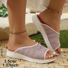Women's Summer Outdoor Slippers 2026 New Casual Versatile Flat Half-Slip Fashion Mesh Breathable One-Strap Slides - Pink - View 3
