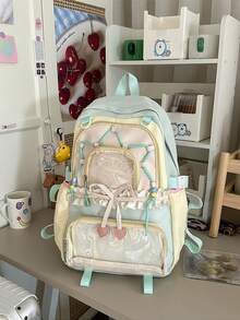 Italife Dopamine Anime Transparent Ita Backpack For Women, Back To School Season, Japanese Style Girl Large Ruffle Edge Ita Bag, Suitable For Brooch Display, With Bow H259 - Multicolor - View 8