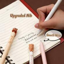 2/4pcs Cute Lazy Bear Design Neutral Gel Pens, Smooth Writing 0.5mm Black Ink - Multicolor - View 3