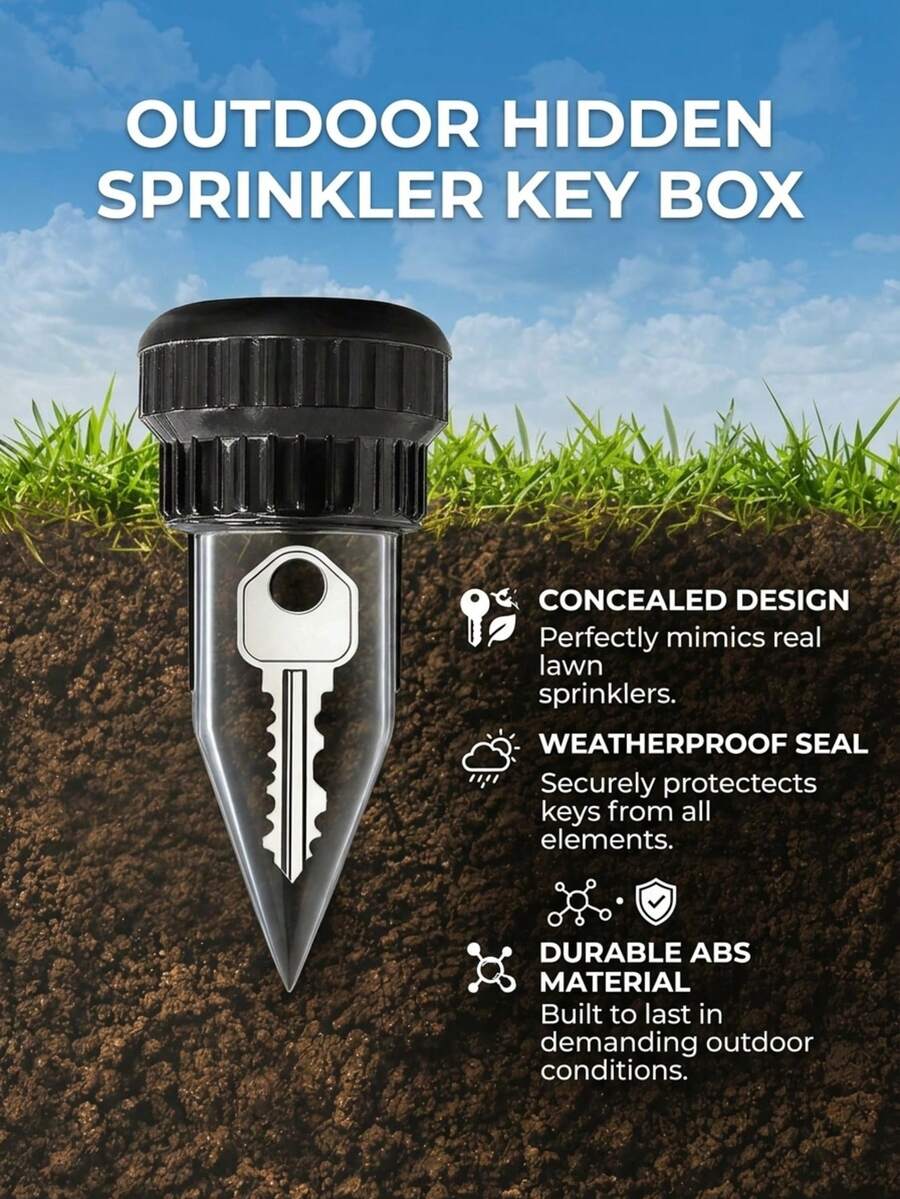 1pc Sprinkler Head Hidden Key Box, Outdoor Plastic Fake Sprinkler Secret Key Storage, Lawn Yard Misleading Hiding Box, Ground Inserted Camouflage Cash Storage Box, Garden Landscape Hidden Money Storage Box