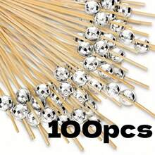 Cocktail Decoration Toothpicks, Bamboo Skewers For Cocktail Party Decoration, Suitable For Drinks, Food And Disco Party Decoration - Silver - View 12