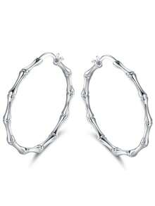 1 Pair Daily Hoop Earrings For Women, Wedding Engagement Party Jewelry, Valentine's Day Gift - Silver - View 2