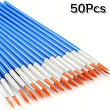 20/50Pcs Nylon Pointed & Flat Head Paint Brushes, Suitable For Gouache/Watercolor/Acrylic Paints, Small Size For Outlining, Sketching, Doodling - Sets - View 13