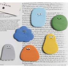 6pcs Cute Sticky Notes, Cartoon Candy Bean Series Creative Removable Memo Pads, 6 Random Designs, Back To School Gift - A - View 1