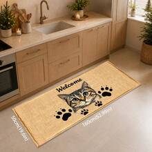 1pc, Calico Cat Pattern Printed Faux Cashmere Kitchen Mat, Absorbent Kitchen Floor Mat, Kitchen Rug, Long Strip Foot Mat, Sink Front Mat, Suitable For Kitchen, Bathroom, Entryway, Hallway, Laundry Room And Home Decor - Multicolor - View 13