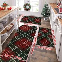 1/2/3pcs Christmas Theme Kitchen Rug, Flannel Kitchen Rug Red & Green Plaid Christmas Style, Comfortable Soft Absorbent Non-Slip, Machine Washable With Non-Slip Backing, Multi-Functional Home Mat Suitable For Doorway, Living Room, Bedroom, Kitchen, Dining Room, Bathroom, Laundry Room, Patio, Entryway, Holiday Home Decor - Multicolor - View 12