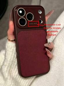 Luxury Lychee Texture Artificial Leather Large Window Phone Case, Compatible With 17 Pro Max, 17 Pro, 17, 16 Pro Max, 16 Pro, 15 Pro Max, 15 Pro, 13 Pro Max, 14 Pro, 16, 15, 14, 13, Lens Protection, Shockproof Back Shell - Retro Red - View 4