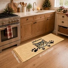 1pc, Calico Cat Pattern Printed Faux Cashmere Kitchen Mat, Absorbent Kitchen Floor Mat, Kitchen Rug, Long Strip Foot Mat, Sink Front Mat, Suitable For Kitchen, Bathroom, Entryway, Hallway, Laundry Room And Home Decor - Multicolor - View 12