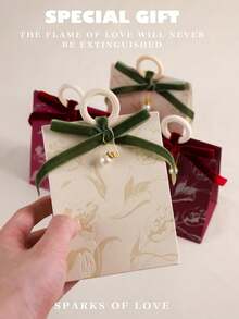 20pcs/40pcs Wedding Forest Velvet Ribbon Small Gift Box, Holiday Party Birthday Floral Small Tote Box + Small Pearl Pendant - Multi-color - View 1