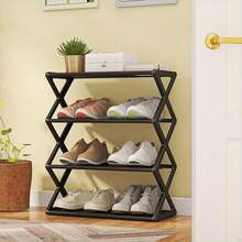 1pc 4-Tier X-Shaped Dust-Proof Shoe Rack - Foldable Space-Saving Shoe Cabinet, Steel Tube Shoe Rack, Easy To Assemble, Tool-Free Assembly, Suitable For Home, Dorm, Porch, Office, Dust-Proof Design, Suitable For Entrance, Hallway - Multicolor - View 4