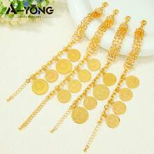 21k Gold Plated Coin Bracelet, Middle Eastern Muslim Style Fashion Pendant Bangle, Vintage Jewelry For Dubai Women Wedding Party - Coins Bracelet - View 8