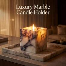 Translucent Marble Candle & Aromatherapy Base, Multi-Functional Cosmetic Storage Cup, Luxury Home Decor Ornament, Suitable For Spa & Hotel - 1PC - View 2