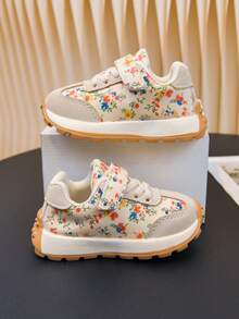 New 2026 Kids' Spring/Autumn Floral Vintage Sports Shoes, Non-Slip Sneakers For Girls - Red - View 4
