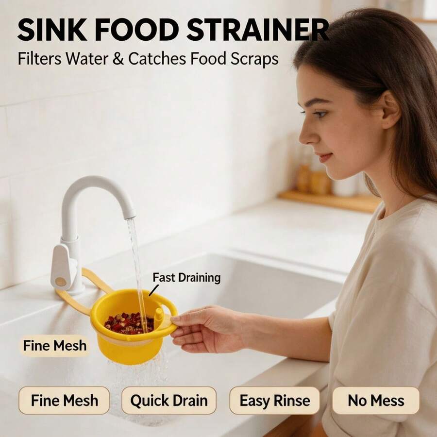 Hanging Sink Strainer Basket, Multi-Function Kitchen Sink Filter, Food Waste Filtration Separator, Portable Vegetable & Fruit Washing & Draining Basket, Space-Saving Kitchen Sink Side-Mount Storage Filter Basket, Suitable For Daily Home Kitchen Meal Prep - Multi-color - View 1