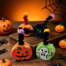 1PC/3PCS/5PCS/8PCS Halloween Colorful Spring Pom Pom Cat Teaser Toy, Self-Play Boredom Relief Kitten Chew And Teething Toy, Durable Interactive Pet Supplies, Random Color, Battery Not Included - Multicolor - View 7
