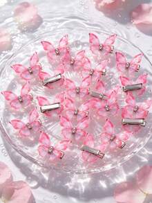 20PCS/10PCS Multi-Color Double Layer 3D Butterfly Hair Clips, Cute Princess Versatile Side Hair Accessories, Suitable For Daily Use - Blue - View 11
