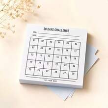 Minimalist 30-Day Challenge Habit Tracker Notebook, Undated Grid Goal Tracking Notebook, Daily Task List Memo Pad, Journal Collage Insert Productivity Planning Tool, Student Campus Office Goal Planning Stationery - A - View 4