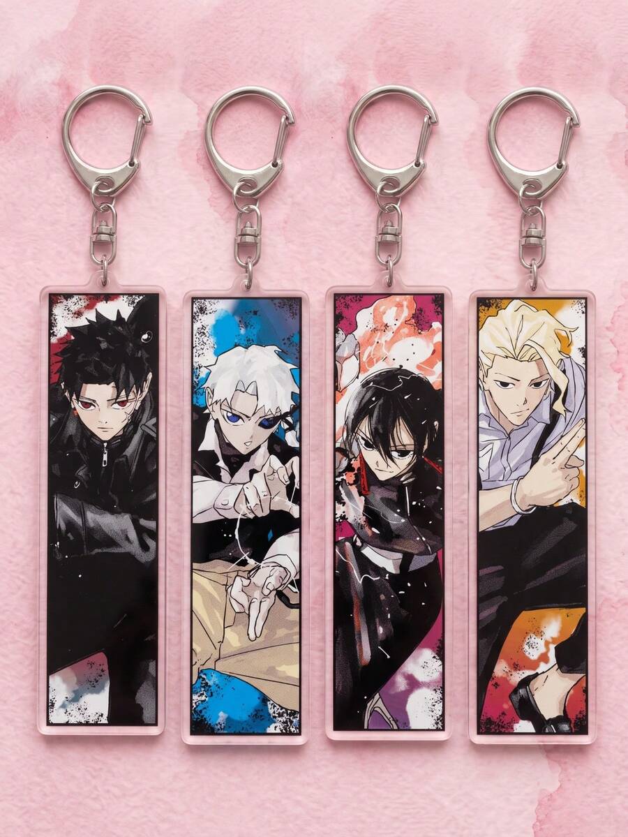 1Pc/4Pcs Kagurabachi Theme Acrylic Keychains, Featuring Character Vertical Illustrations And Battle Action Designs, Fashionable Bag Charm, Suitable For Back To School, Gift For Anime Fans, Exquisite Collection, All Seasons - Multicolor - View 1