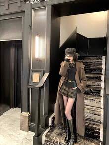 New Women's Winter Knit Long Sleeve Christmas Cosplay Top, Spring/Autumn Simple Elegant Sexy Plaid Patchwork Long Sleeve Knit Sweater - Black - View 2
