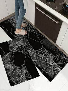 1/2pcs Halloween Doormat, Spider Web Pattern Design, Vintage Diatomaceous Earth Mat, Super Absorbent, Non-Slip, Perfect For Bathroom, Kitchen And Dining Room, Quick Drying, Ideal Home Decor And Bathroom Mat Gift - Multicolor - View 5