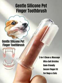 10pcs Pet Finger Toothbrush Silicone Cat Dog Oral Care Set, Compact Soft Bristle Design, Suitable For Puppy And Kitten Oral Care, Tooth Protection Pet Supplies - Multicolor - View 1