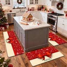 1/2/3pcs Christmas Theme Kitchen Rugs, Flannel Kitchen Mats, Soft Comfortable Absorbent Non-Slip Machine Washable With Non-Slip Backing, Suitable For Multiple Scenes: Entryway, Living Room, Bedroom, Kitchen, Dining Room, Bathroom, Laundry Room, Hallway, Christmas Holiday Home Decor Floor Mat - Multicolor - View 6
