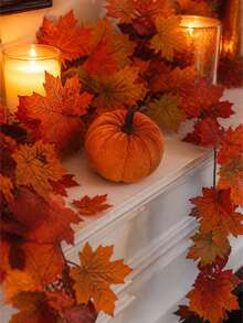 Mini Flannel Covered Artificial Pumpkin Set, 5cm Small Foam Pumpkin With Hanging Rope, Thanksgiving Halloween Autumn Harvest Desktop Home Party Holiday Decoration - Multiple Styles - View 5
