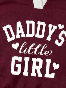 Tween Girl Cartoon Letter Pattern Embroidered V-Neck Long Sleeve Sweatshirt And Pants - Burgundy - View 5