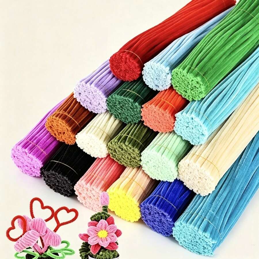 Colorful Twistable Chenille Stems, Non-Shedding Bendable DIY Bouquet Doll Decoration Handmade Craft Material - Multicolor - View 1