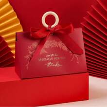 20pcs Luxury Floral Handheld Wedding Candy Boxes, Plastic Ring + Satin Bow Pearl Decoration, Morandi Multicolor Paper Gift Bags, Suitable For Wedding Party, Bridal Shower, Guest Favors, Jewelry, Candle Gift Packaging - Multi-color - View 4