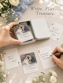 Personalized Photo Playing Cards With Custom Names And Initials, Wedding Poker Deck, Custom Couple Picture Cards, Wedding Reception Guest Message Cards, Anniversary Keepsake, Romantic Gift For Newlyweds, Couples, Wedding Guests And Friends. - Multicolor - View 5