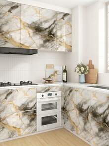 Waterproof Marble Pattern Contact Paper, Oil-Resistant & Heat-Resistant Peel And Stick Kitchen Wallpaper, Suitable For Modern Furniture Renovation, Countertops, Cabinets, Desks, Rental Homes And Apartments - Renovation Post - View 3