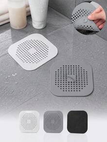 3pcs Suction Cup Hair Catcher, Silicone Square Drain Filter And Plug, Anti-Clogging Deodorizing Hair Filter Mesh, Suitable For Shower, Floor Drain, Bathtub And Kitchen Sink, Reusable Easy To Clean Bathroom Accessories, Back To School, New Year - Multicolor - View 7