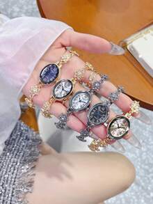 1pc New Casual Fashion Women's Bracelet Watch, Crystal Decorated Dial, Rhinestone Inlaid Strap, Suitable For Students Back To School - one-size - View 10