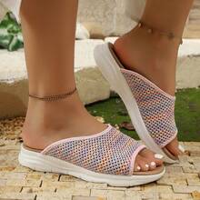 Women's Summer Outdoor Slippers 2026 New Casual Versatile Flat Half-Slip Fashion Mesh Breathable One-Strap Slides - Pink - View 2