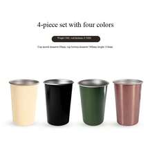Outdoor Camping Stainless Steel Coffee Cup, Camping Water Cup, Tea Cup, Portable 350ML Wide Mouth Cup, Stackable Storage - Multicolor - View 15