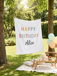 Personalized Children's Birthday Backdrop, Customized Name Happy Birthday Banner, Baby Birthday Party Decoration, Colorful Birthday Backdrop (Unisex For Boys And Girls), 1st Birthday Party Photo Background - Multicolor - View 6