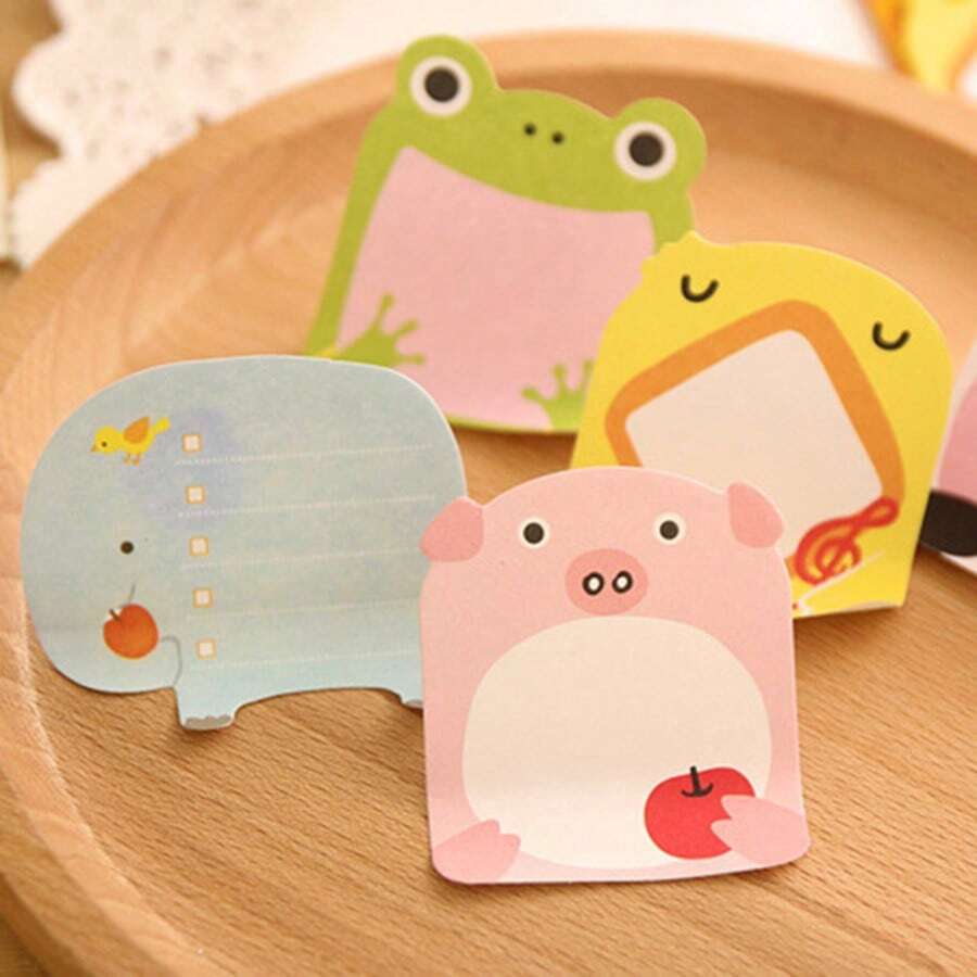 5/10/20 Pcs/Set Cute Cartoon Animal Pattern Memo Pads, Creative Upright Sticky Notes, 20 Sheets Per Pad, Total 100 Sheets, Christmas Gift Or Prize - Multicolor - View 1