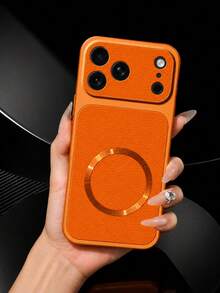MewTrek Luxury Litchi Texture PU Leather Phone Case, Magnetic Ring Design, Large Camera Cutout, Full Coverage Shockproof Anti-Drop Protective Case Compatible With Iphone, Compatible With Samsung Galaxy Honor, Compatible With Xiaomi Reno MOTO - Orange - View 3