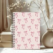 DANPERJI 1/4pcs 14*21cm Pink Bow Spiral Notebook, 12.5*8cm Mini Pocket Notebook, Soft Cover - Weekday & Weather Symbol Diary, Fashion Office & Back To School Stationery Gift, Suitable For Women, Back To School & Office Note Notebook - Multicolor - View 6
