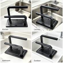 Dishcloth Drying Rack | Highly Attractive Kitchen Storage Rack | Multi-Functional Sponge Holder With Water Tray And Brush Holder | Space-Saving Countertop Organizer For Dishcloths, Cleaning Brushes And Various Cleaning Tools | Suitable For Kitchen, Laundry Room And Bathroom | Home Storage Gift Choice - One Size - View 5