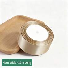 1 Roll, Champagne Gold Packaging Ribbon Bow, Colorful Ribbon, Polyester Satin Ribbon, Gift Box Ribbon, Jacquard Woven Tape, Suitable For Birthday Parties, Parties, And Various Festivals. - AA - View 10