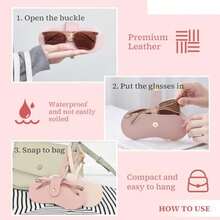1pc Luxury Solid Color Portable Hanging Fashion Glasses Storage Bag, PU Faux Leather, Snap Button Anti-Scratch Eyeglass Case, Essential For Commuting Shopping Travel, Soft Eyeglass Storage Pouch, Valentine's Day Mother's Day Graduation Gift - Multicolor - View 6