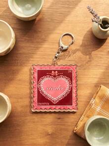 1pc/9Pcs Stamp Shaped Acrylic Keychain, Acrylic Backpack Pendant, Lightweight Backpack Key Charm, Vintage Stamp Acrylic Pendant, Backpack Decoration, Suitable For K-Pop Fans, Friends, Birthday Gift - Multicolor - View 8