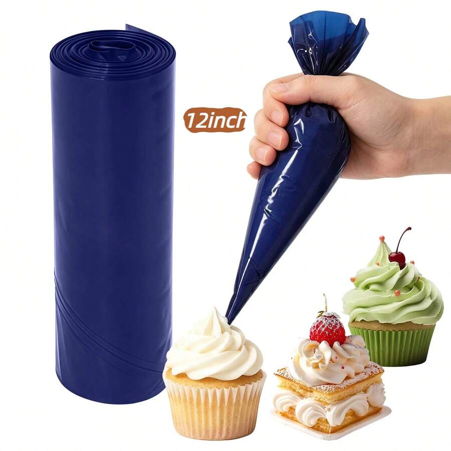 100Pcs Disposable Piping Bags, 12 Inch Dark Blue Thickened Icing Bags, Cake Decorating Tool For Cupcakes, Cookies, Home Bakery, Halloween Christmas Party