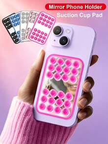 Portable Silicone Suction Cup Phone Stand With Mirror - Multi-Functional Hands-Free Selfie Stand, Strong Adsorption, Suitable For Makeup, Watching Videos, Office, Fitness, Shower And More, Compatible With Android Phones, Perfect Mother's Day And Birthday Gift, Fashionable Gift For Friends And Family, Girly Design, Back To School Gift - Multicolor - View 2