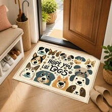 1pc Cartoon Dog Pattern Printed Faux Cashmere Kitchen Mat, Absorbent Kitchen Floor Mat, Kitchen Rug, Long Runner Mat, Sink Front Mat, Suitable For Kitchen, Bathroom, Entryway, Hallway, Laundry Room And Home Decor - Multicolor - View 7