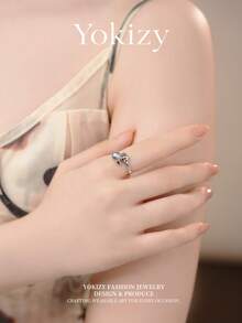 Yokizy Akoya Pearl Ring S925 Silver 7-8mm Round Strong Luster Snake Open Design Luxury Women's Ring - Silver - View 3